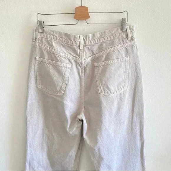ZARA 90’s High Rise Full-Length Raw Hem Cream Jeans Sz 12 - Picture 8 of 9